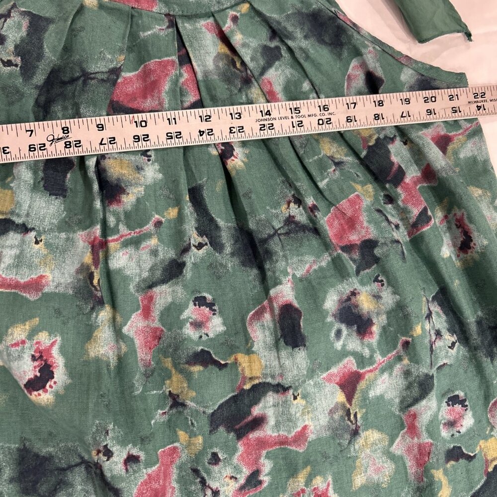 Bellambra Linen Midi Dress XL Green Floral Cottagecore Fairycore Coastal Beach - Picture 6 of 9